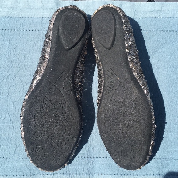 Steve Madden Charcoal Silver Sequin Ballet Flats - Picture 3 of 6